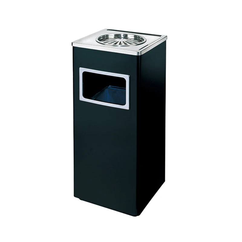 Steel Ash Barrel for Outdoor Storage Airport Subway Station Rubbish Bin with Lid Hotel Garden Garbage Shopping Mall Trash Can