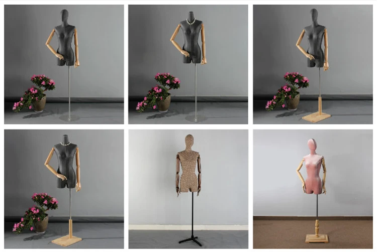 
Factory Direct Adjustable Korean Clothing Store Window Dummy Platform Woman Half Body Mannequin Props 