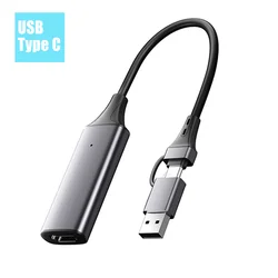1080P Video Capture Card for Computer PC PS4 Gaming Live Streaming Meeting HD Port To USB A/Type-C 2in1 Broadcasting Recorder