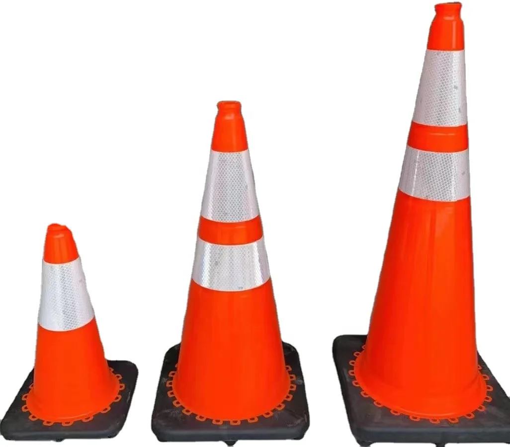 High Quality Warning Road Cone Triangular Reflective PCV Traffic Safety Cone With Black Base