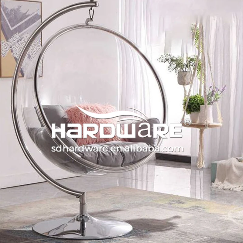 Hotel Lobby Furniture Gold Plated Stainless Steel Frame Acrylic Egg Chair Swing