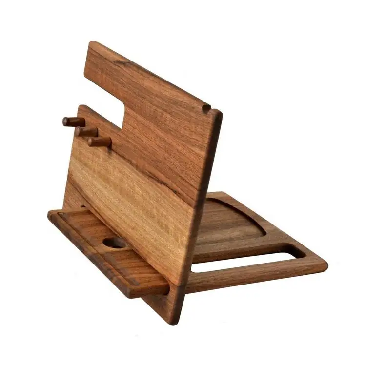 Eco-Friendly Natural Wood Watch Organizer Nightstand Phone Docking Station Key Holder Wallet Stand