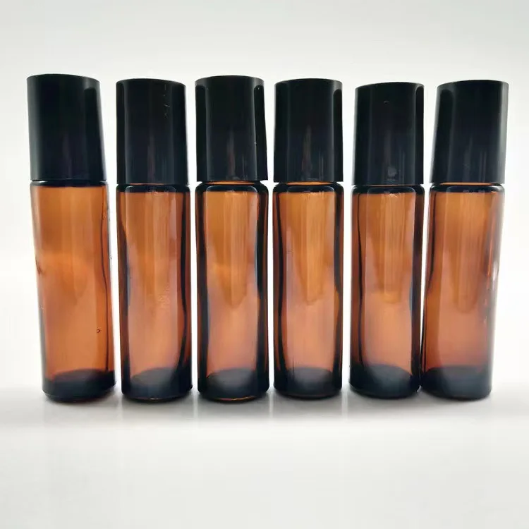 wholesale Perfume Essential oil 6ml 8ml 15ml 10ml matte black blue clear amber glass roller bottle