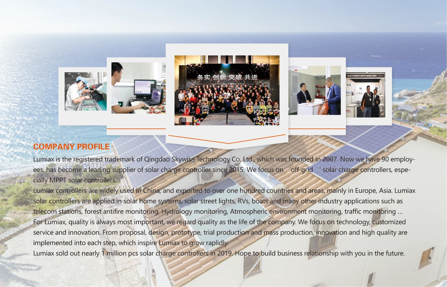 Lumiax Waterproof Solar Charger Controller 12v 24v 20A LED MPPTCE Rohs ISO9001 Common Negative for rv