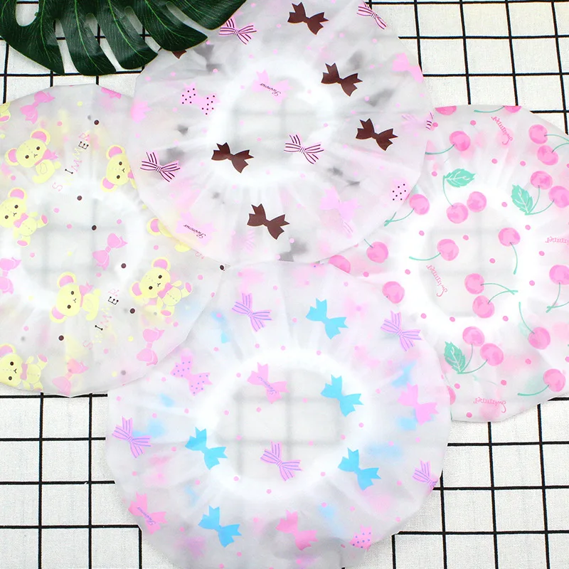 Hair Salon Bathroom Products Waterproof Thicken Elastic Plastic Bath Hair Hat Reusable PEVA Shower Cap