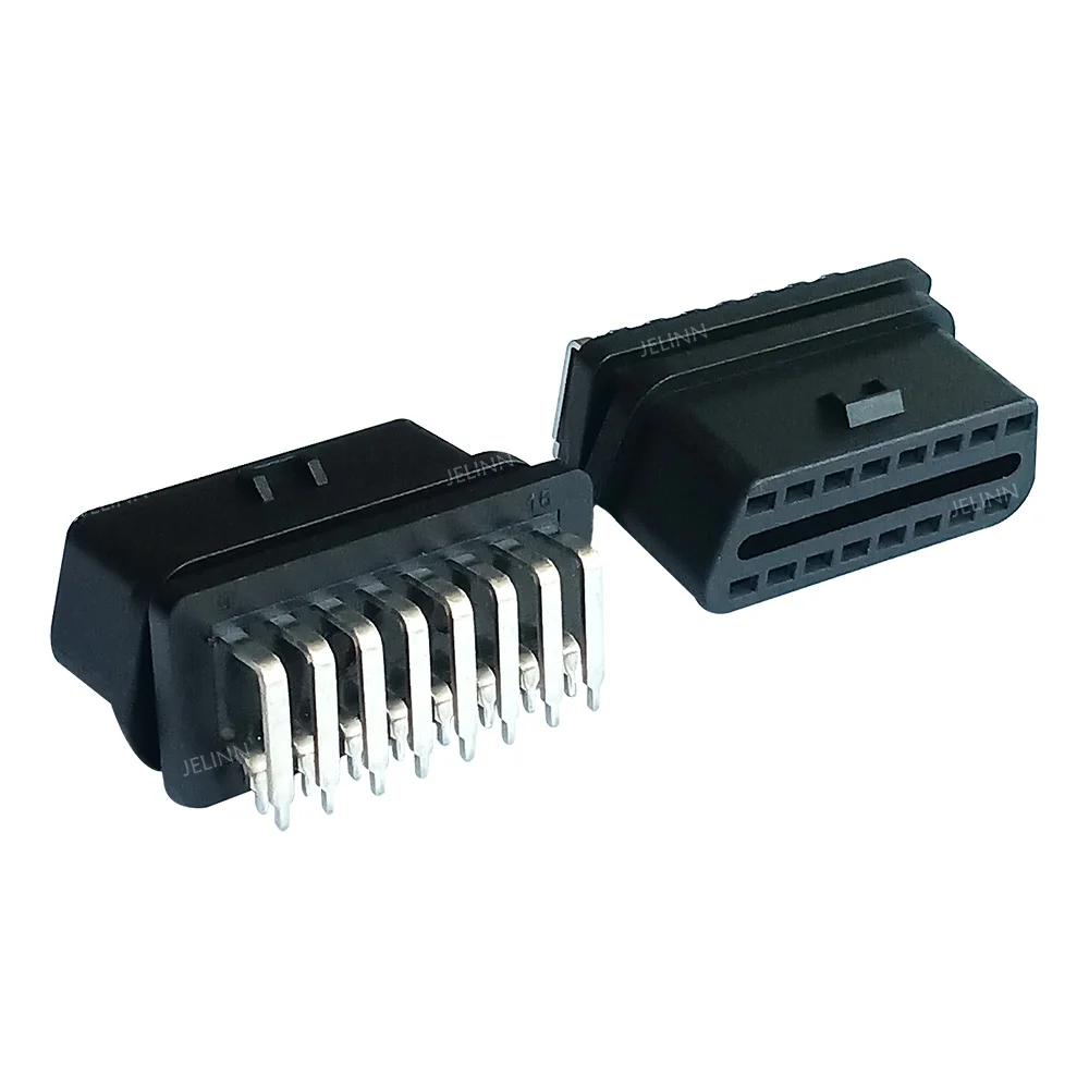 16-контактный разъем OBD 2 OBD2 OBDII с прямоугольными штифтами Изогнутыми В сторону широкой стороны