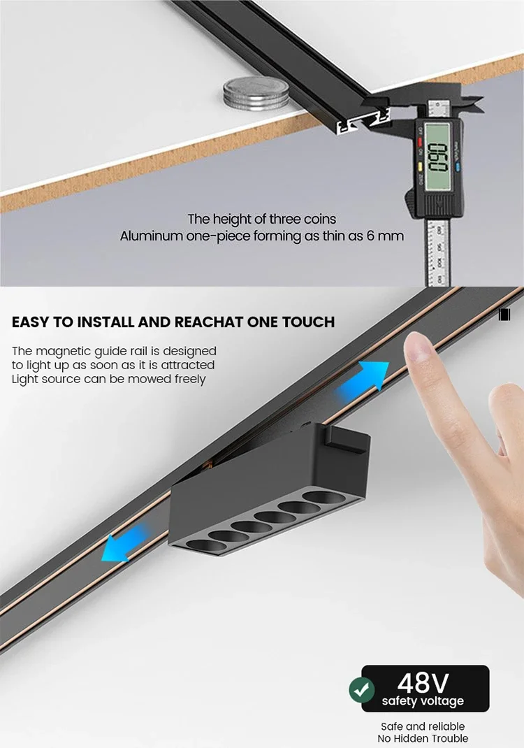DGLUX New Product Wholesale Surface Mounted Track Guide Magnetic Track Guide 48v Led Track Strip