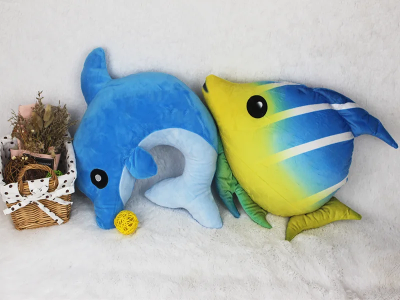 High Quality Cartoon Small Gifts Design Sleep Comfort Pillow Plush Throw Pillows Dolphin Fish Toys