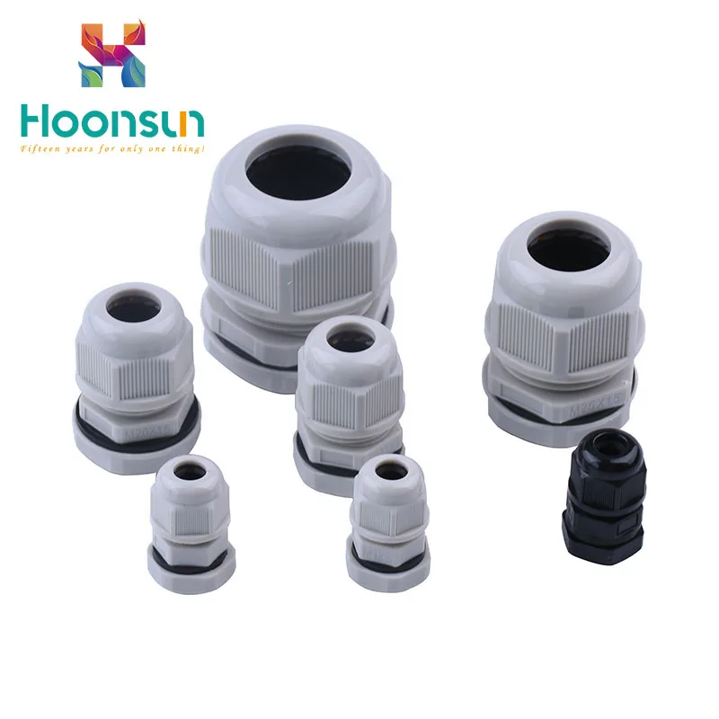 HOONSUN multiple insert waterproof pvc nylon cable gland pg npt pg7/pg9/ pg11 m12 pg 21 white gray flat type plastic glands