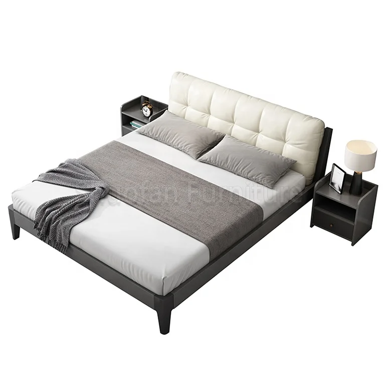 
Luxury furniture sold wood bed and mattress set bed frame queen with closet and bedside table 