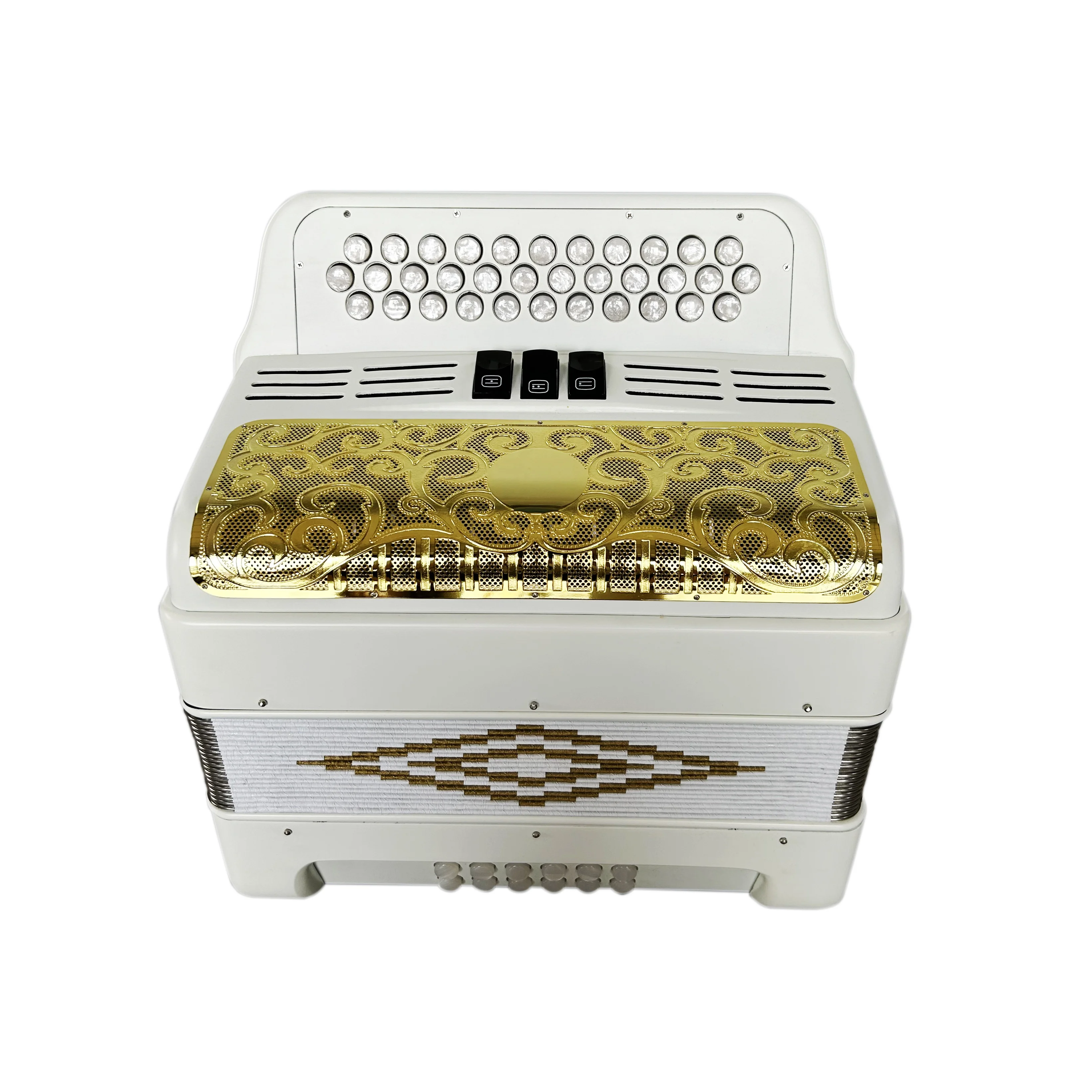 SEASOUND OEM 34 Buttons 12 Bass 3 Registers Matt White Accordion Gold Grill White Buttons Accordion Instrument Acordeon JB3412C