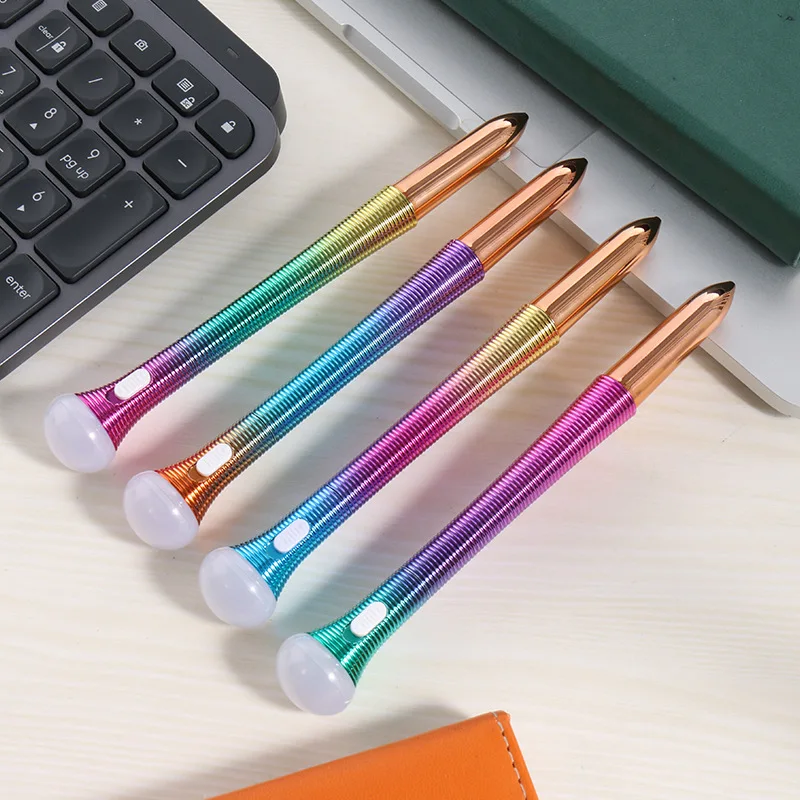 Japan Korean Creative Big Ball LED light Pen Changing Colorful Rainbow Ball  Pen Glitter Floating Pen with LED light