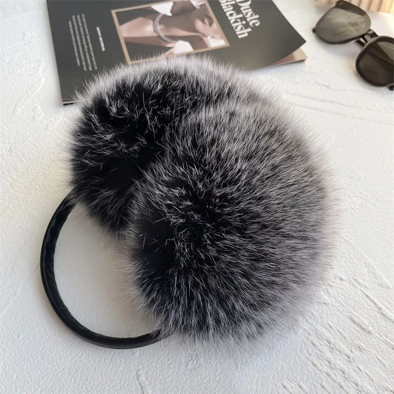 New Popular Winter Warm Women Real Fur Ear Cover Girls Luxury Fluffy Fox Fur Earmuffs