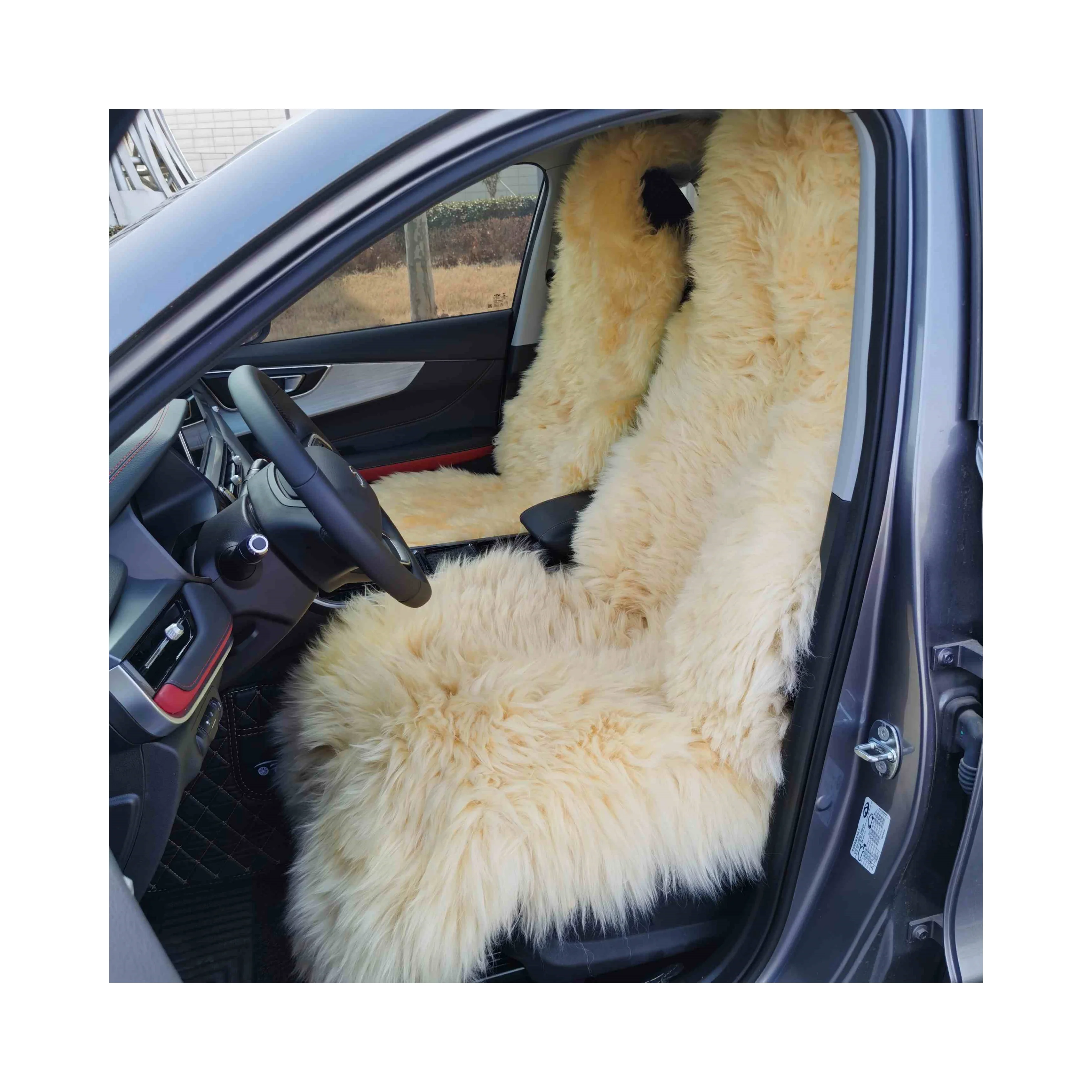 Factory Price Comfortable 100% Australian Natural Sheepskin Fur Car Seat Cover Pure Long Wool Sheepskin Premium Car Seat Cushion