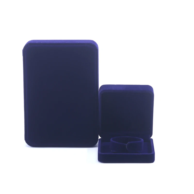 Hanhong custom wholesale hot sale jewelry packaging box earrings necklace gift box blue velvet ring jewelry box