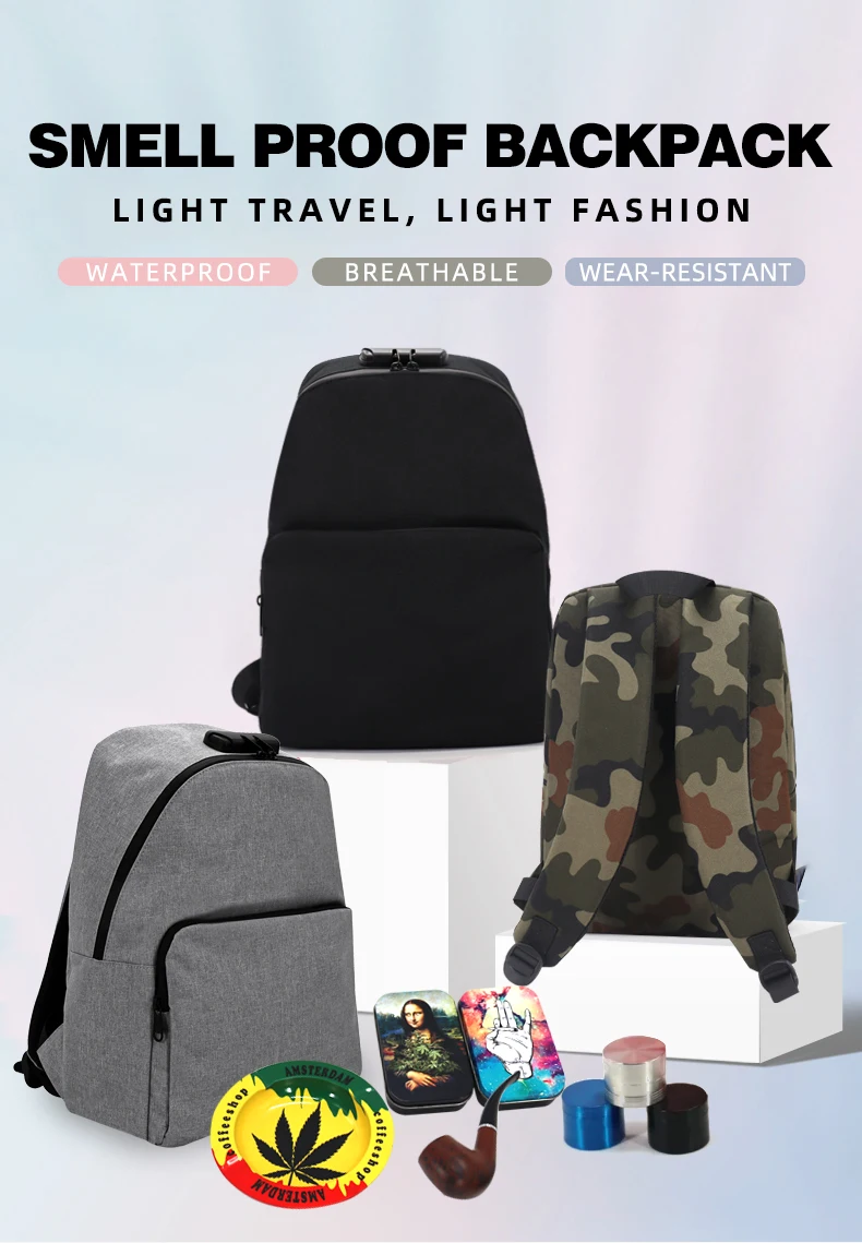 custom smell proof backpack bags manufacturers black carbon lined back pack smellproof smell proof bag with lock