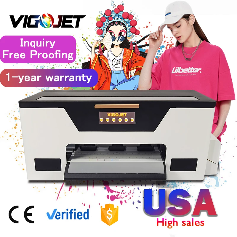 Vigojet 30 см dtf принтер xp600 a3 футболка ткань epson печать струйный печатная машина