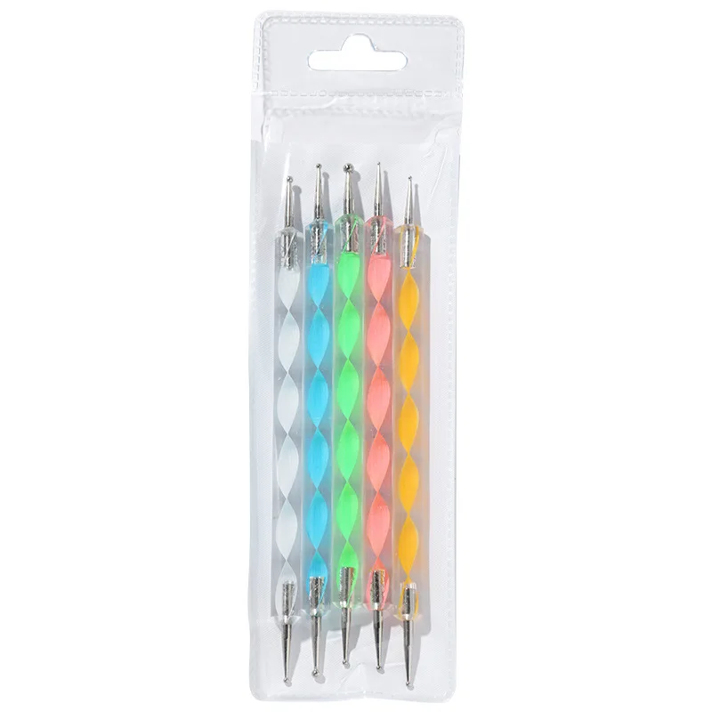 Direct Factory  5Pcs/Set Manicure Tools Nail Rhinestone Mandala Dotting Pen Double Side Nail Art Dotting Pen