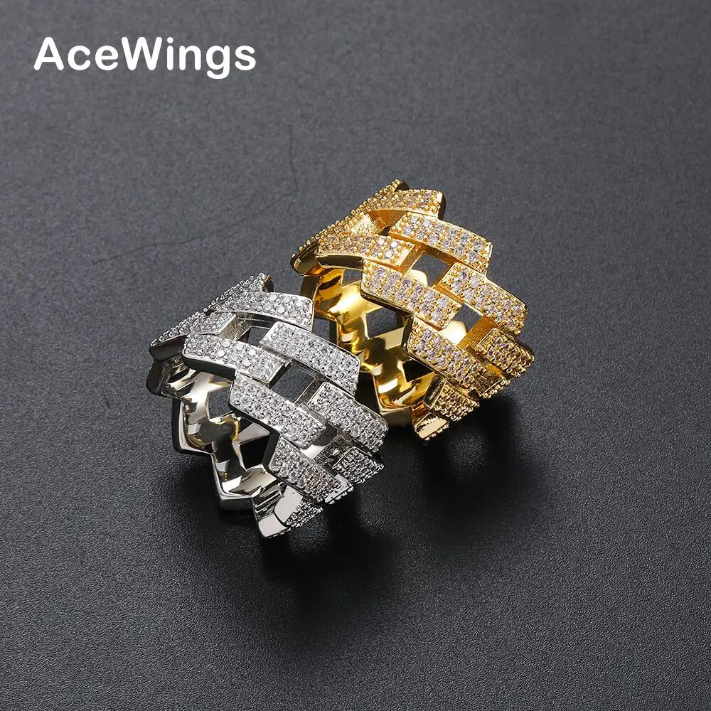 R012 Латунные Микро паве CZ Ювелирные изделия мужские ледяные кольца хип-хоп ювелирные изделия подарок для вечеринки