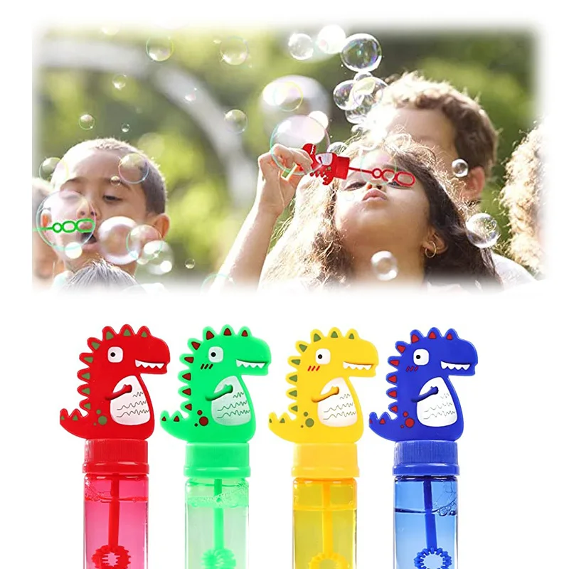 Kids Dinosaur Soap Tube Bubbles Party Favor Toys Children 24 Pack Mini Dino Bubble Wands Sticks for Sale