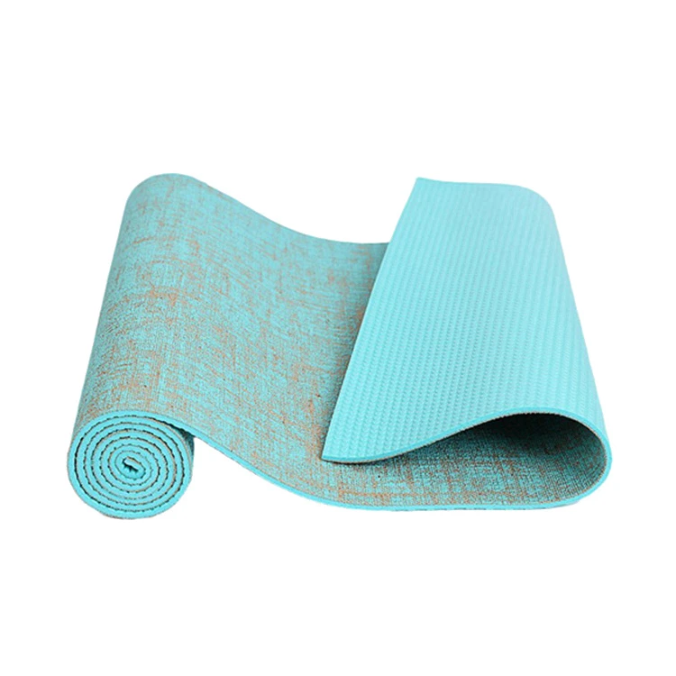 2023 eco friendly natural rubber organic hemp yoga mat/ jute linen and non slip yoga mat