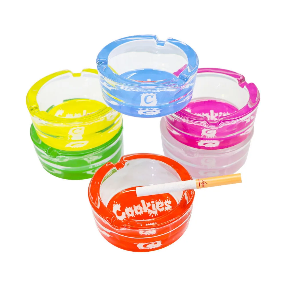 Hot Sale Glass Ashtray Round 8.5cm Light Washable Cookies Ashtray