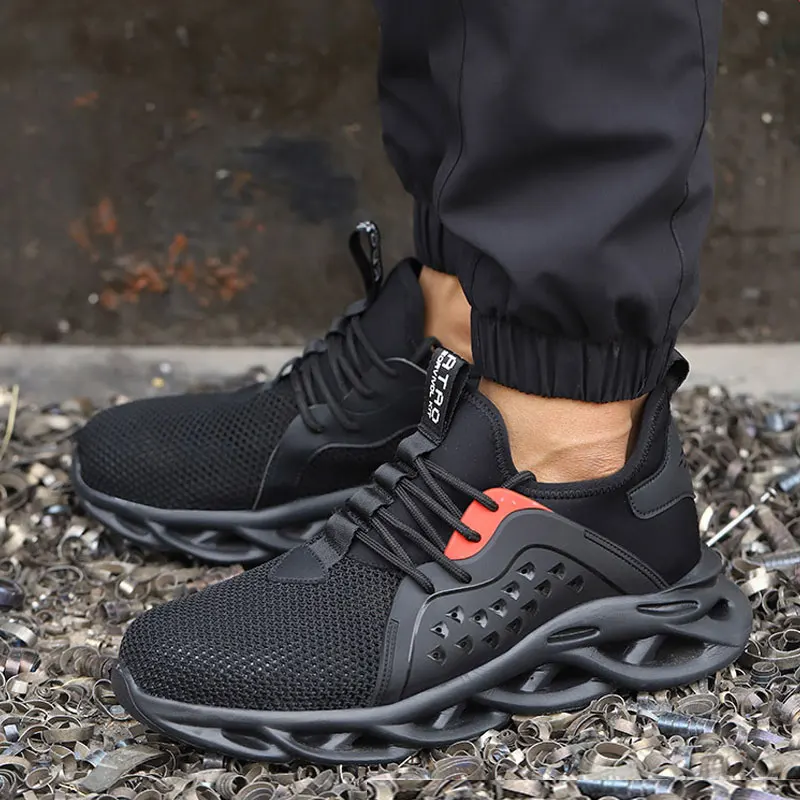 Hot Selling Industrial Breathable Men Working Sneakers Steel Toe Lightweight Safety Shoes for Men