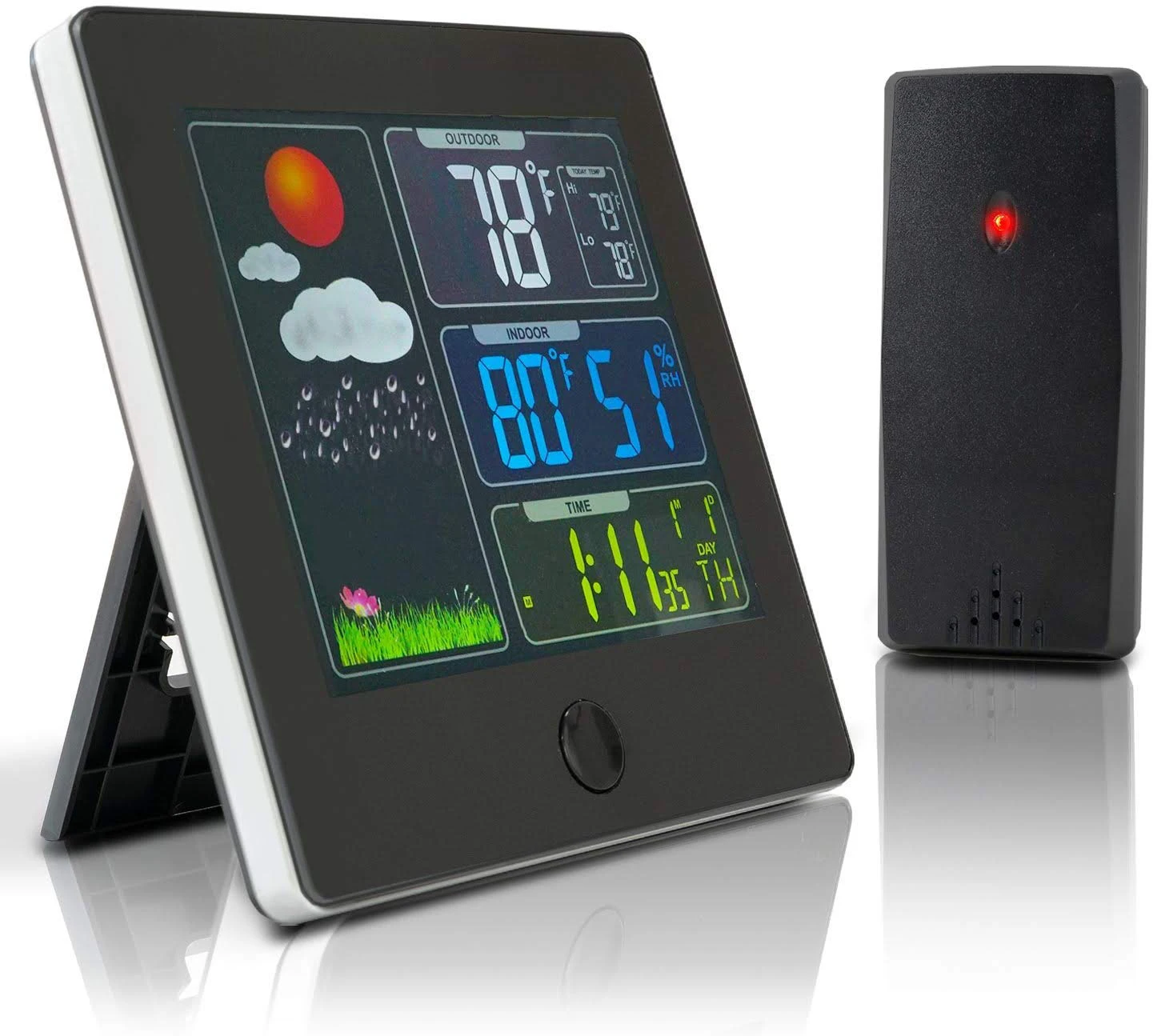 
 Оптовая продажа с завода, Цифровая метеостанция для измерения температуры и влажности, красочная метеостанция с наружным датчиком  