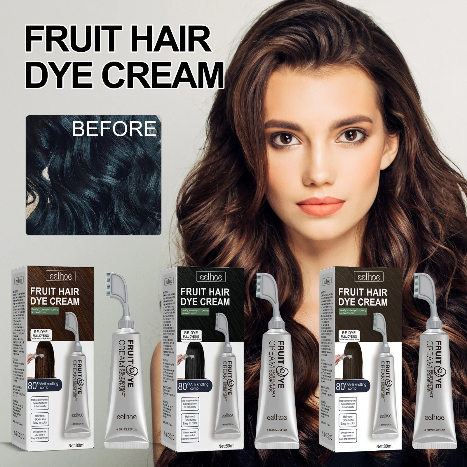 Eelhoe Private Label Custom Professional Herbal Pure Vegan Hair Dye Color Semi-Permanent Hair Color Cream