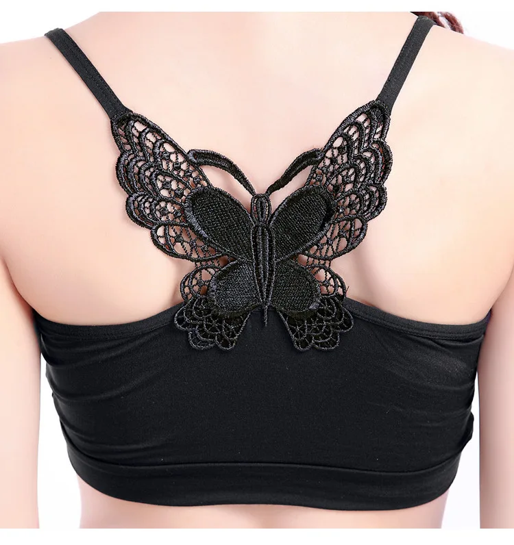 
 Женские кружевные короткие топы из модала с бабочкой на спине  