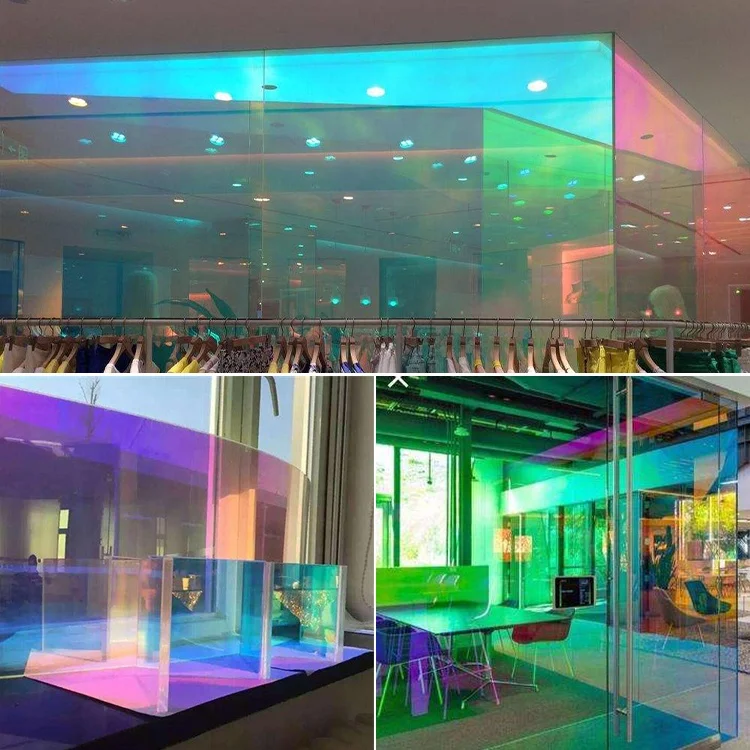 Self Adhesive dichroic window film Waterproof Rainbow Color Decoration