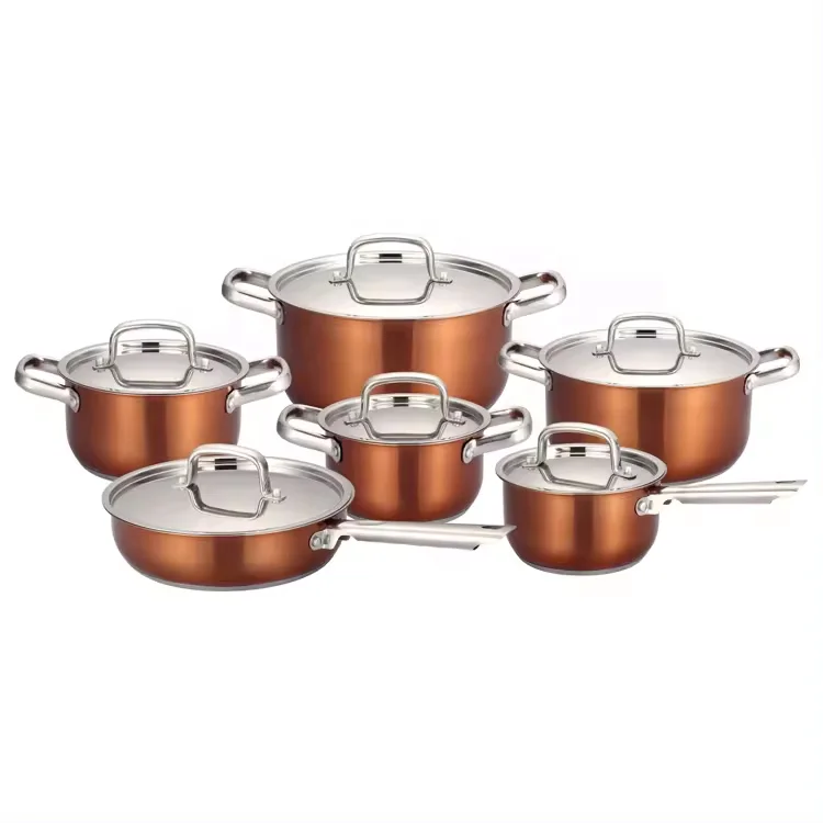 OEM Заводская Индукционная Нижняя широкий обод набор посуды для домашней кухни из нержавеющей стали