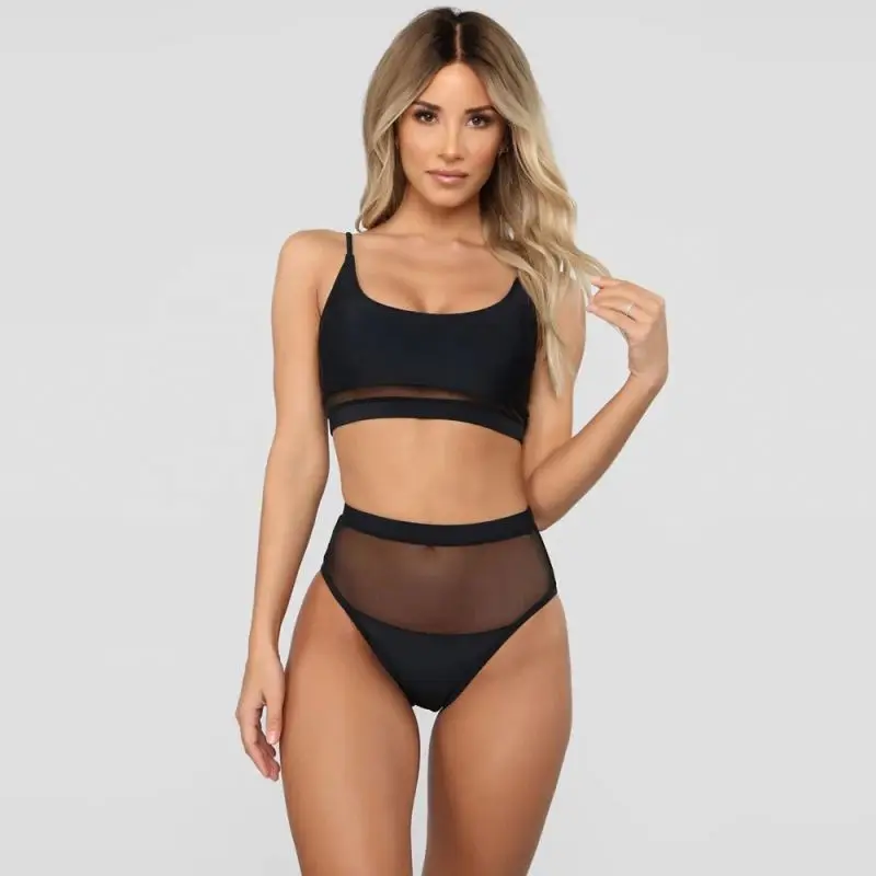 High waist model italian mesh transparent swimwear sexy woman women bikini