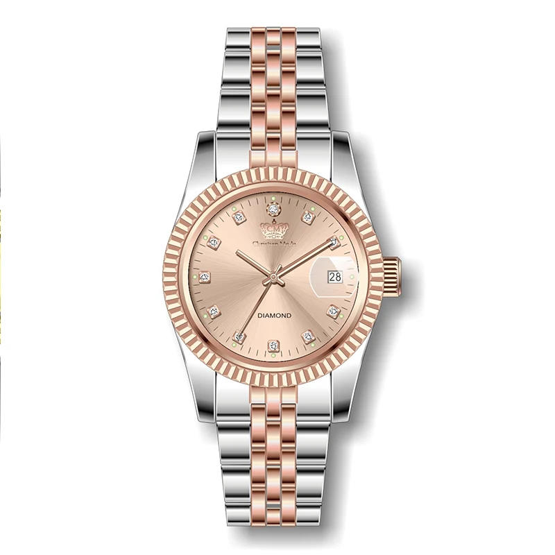 New Charm Design Female Watches Stainless Steel Strap Wristwatch Quartz Clock For Women
