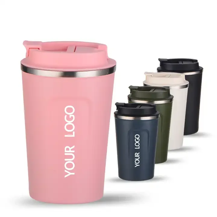 380ml Metal Custom Stainless Steel Thermal Cup flask stainless steel Coffee Mug Custom Logo Design Printed Matte Pink