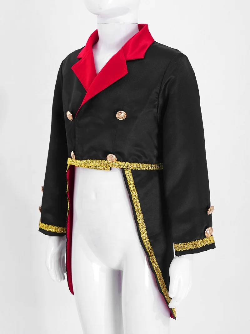 Kids Boys Long Sleeves Tuxedo Jacket Tailcoat  Prince Costume For Halloween Cosplay Party