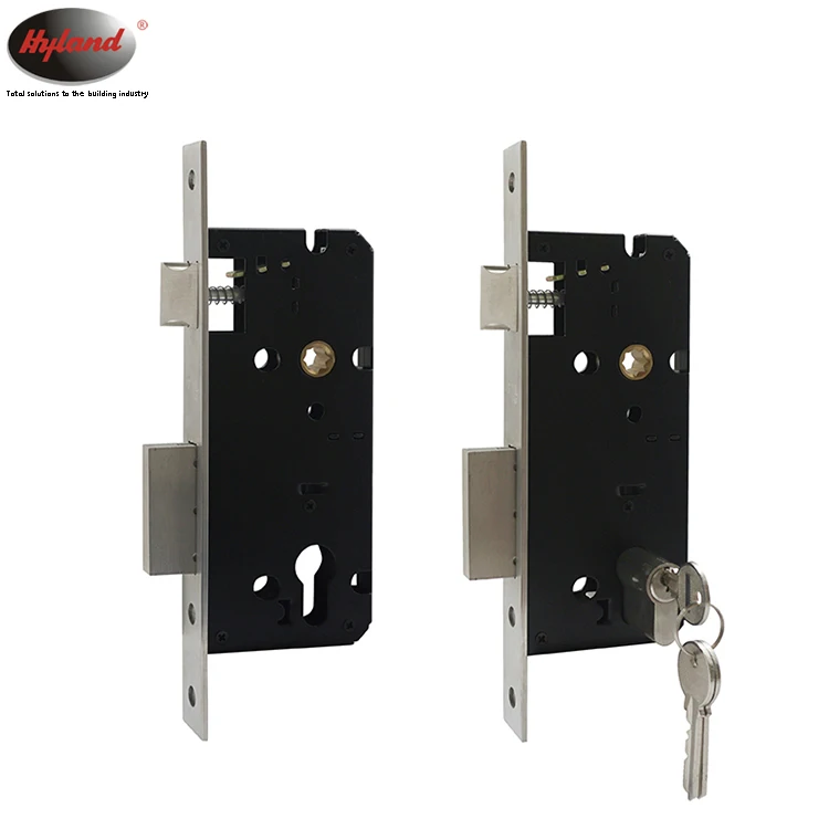 3 latches door mortise lock for entry, Hyland OEM LC85x50mm, Euro cylinder lock body