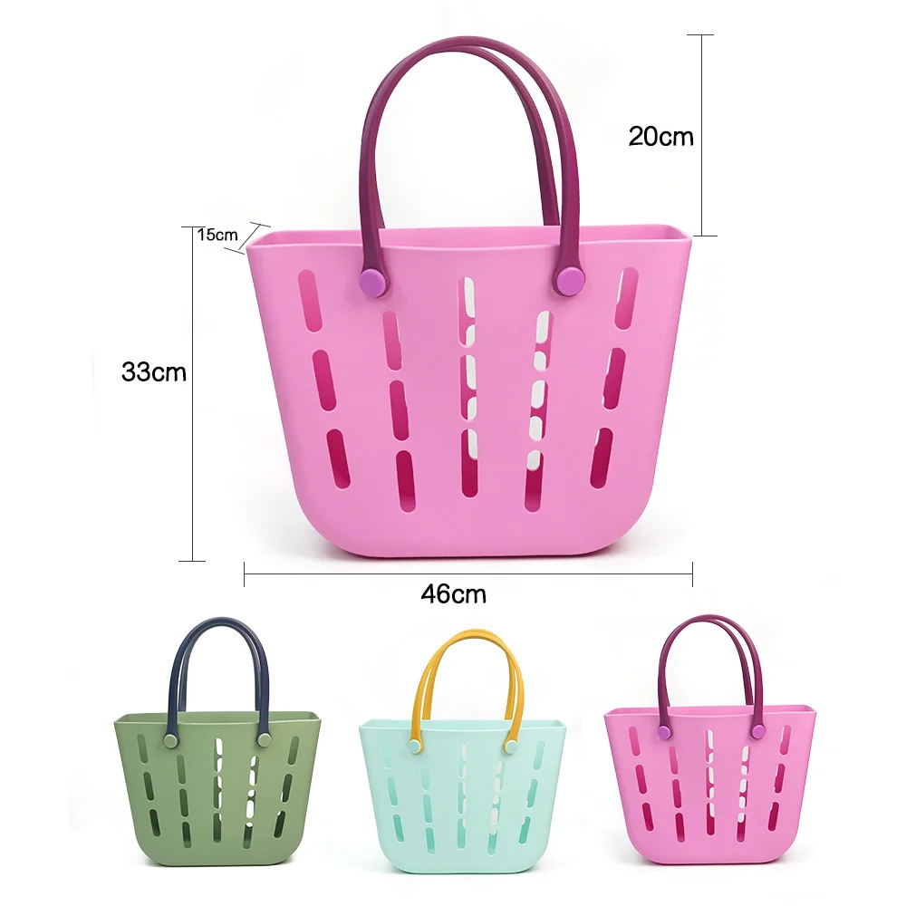 Customized Logo Eva Portable Summer Beach Waterproof Handbag Bag Basket Women Picnic Tote Bag Pouch Beach Bag