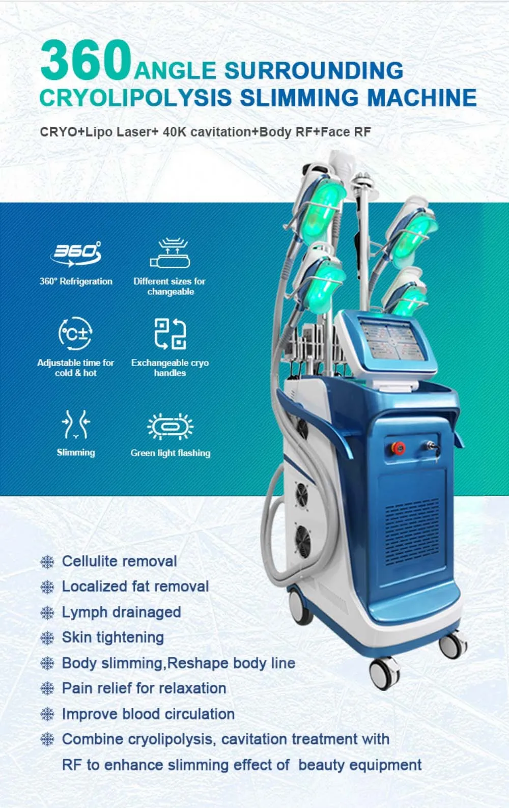2024 Aesthetic Medicine Cryolipolisys Cool Cellulite 360 Cryolipolyse 4/5 Handles Cryo Slimming Machine Salon