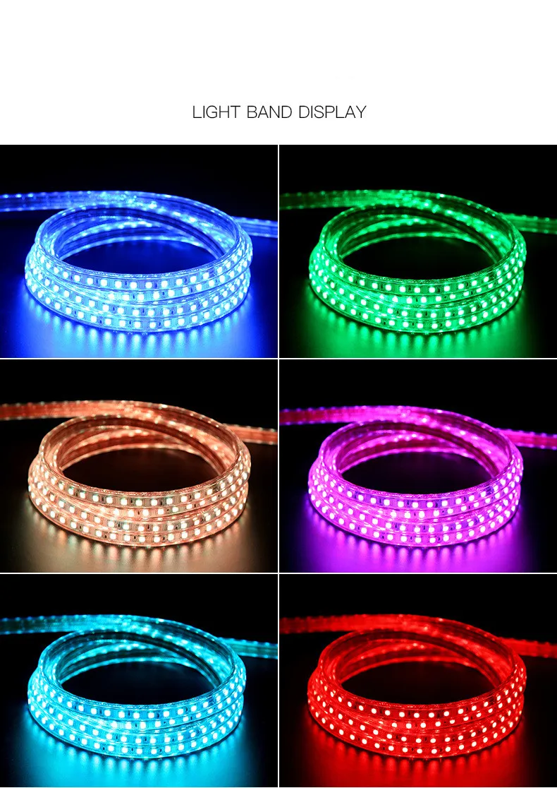 Светодиодная лента Rgb 100m 220v 5050 Smd Smart контроллер Rgbw Гибкая гибкая светодиодная Ip65 водонепроницаемая