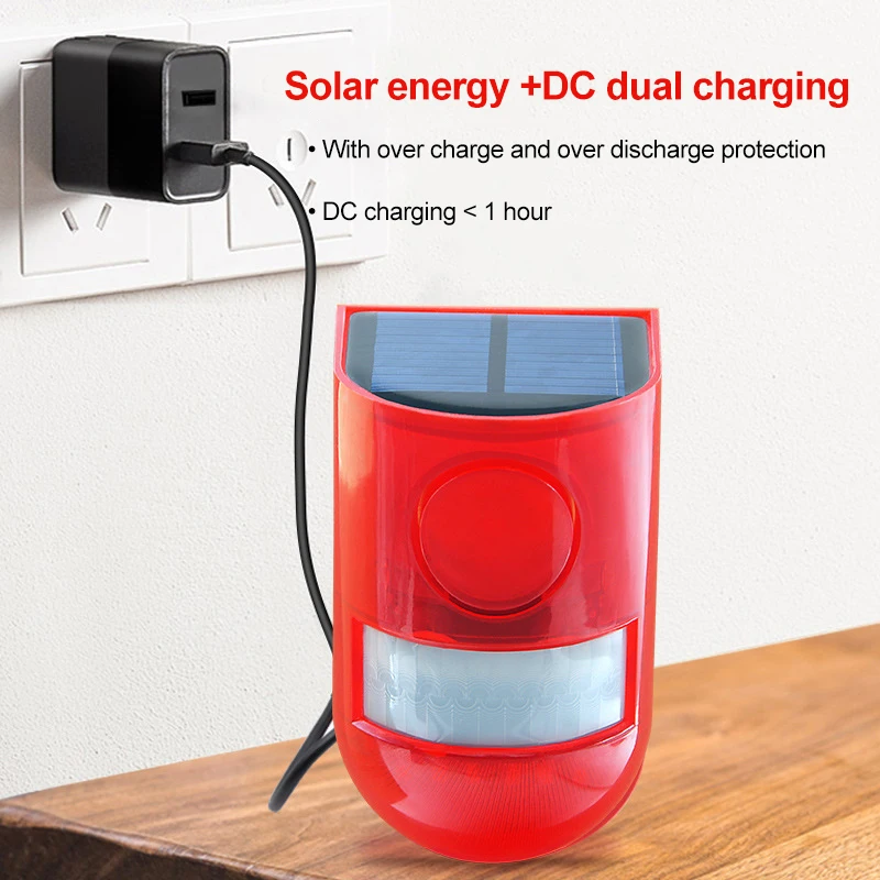 Chinese Factory Solar LED Alarm Light Human Body Sensing Infrared Sound And Light Alarm Anti-Theft Drive Wild Boar Animal Drive