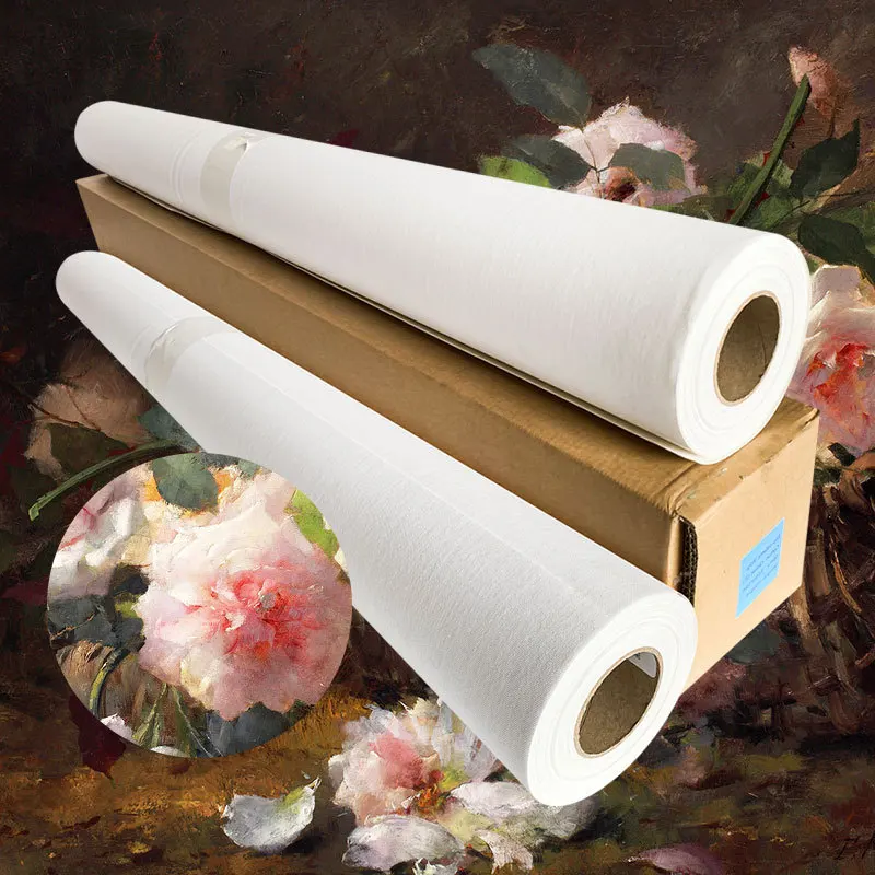 Custom digital printing canvas roll 105gsm painting white eco-solvent matte inkjet canvas polyester canvas roll for printing