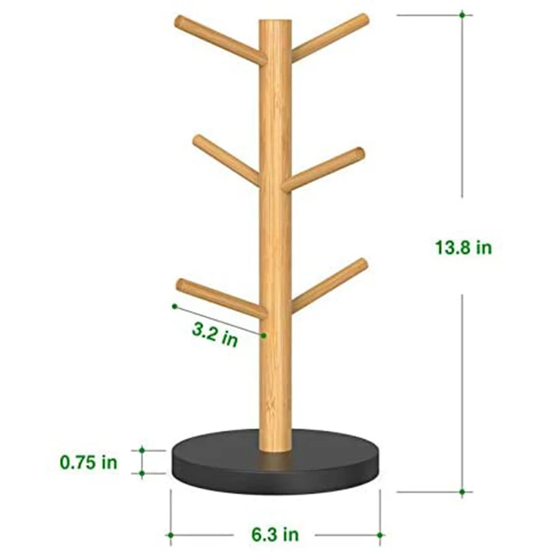 
Bamboo Mug Rack, Coffee Mug Tree, Coffee Cup Holder, 
