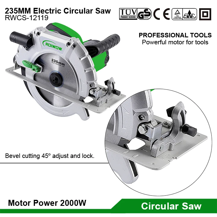 Power Tools 2000W Portable Corded Electric Circular Saws Professional Wood Cutting Rotary Hand Electric Saw Machine 235MM