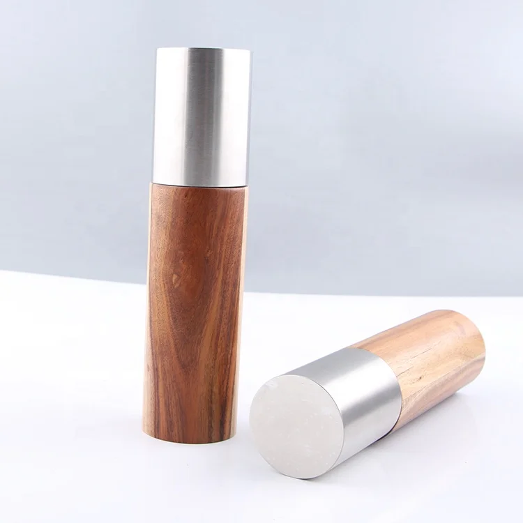 Acacia Wood Pepper and Salt Grinder Set with Stainless Steel Adjustable Coarseness, Premium Spice Grinder Set for Gift