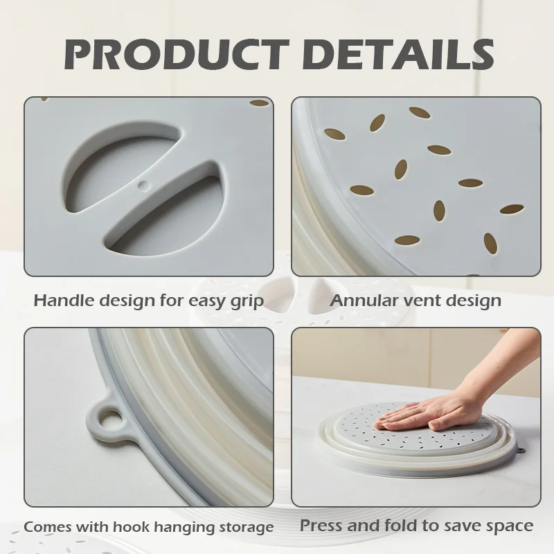 2 in 1 Microwave Place Mat & Food Cover for Splatter Guard Multi-use Collapsible Microwave Splatte Cover for Food