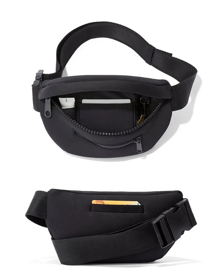 Custom Logo Solid color Fashion adjustable belt women neoprene chest waist bum bag soft fanny pack