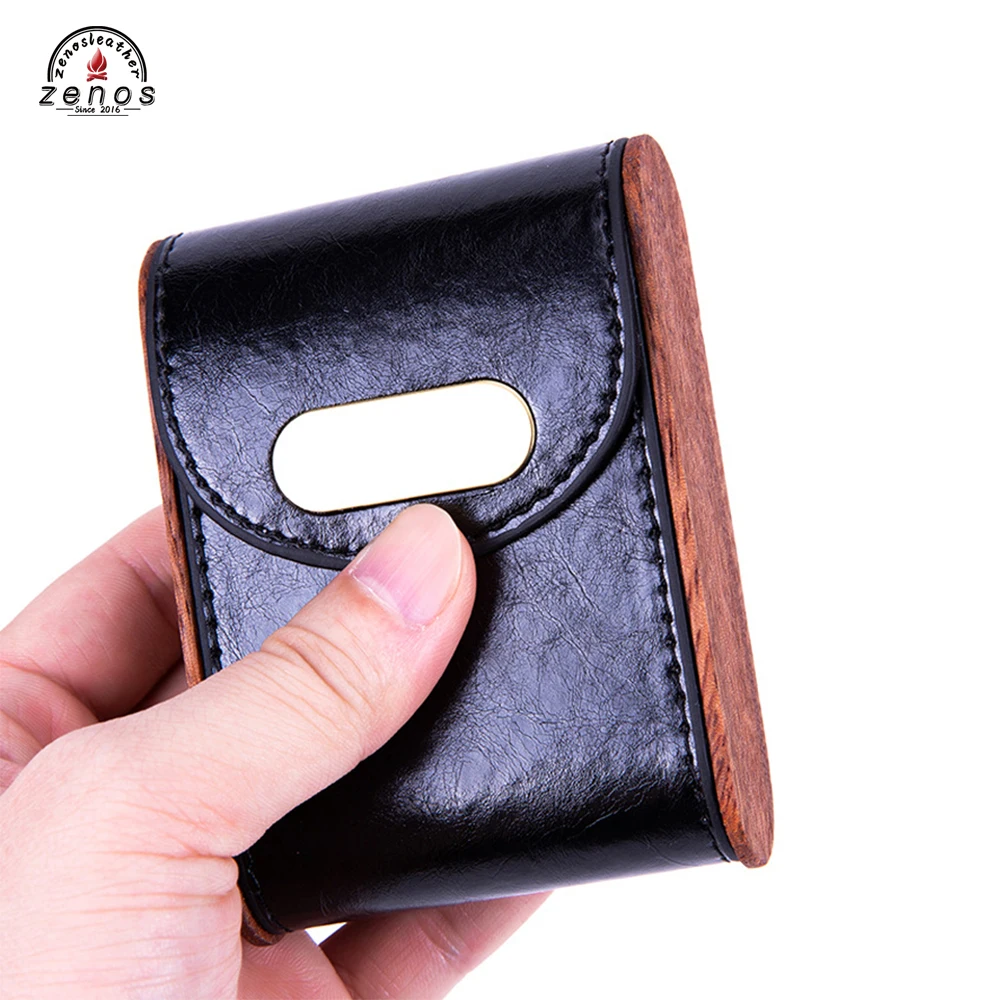 
 Zenos, лидер продаж, оптовая продажа, винтажный Деревянный чехол для сигарет из искусственной кожи с держателем для зажигалки, для полной упаковки, 20 шт. сигарет  
