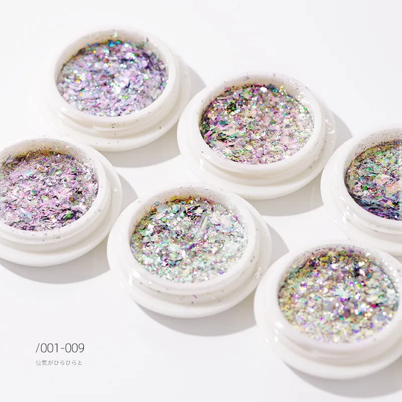 Colorful Thin Aurora Cloud Brocade Powder Ice Crystal Snow Velvet Powder Nail Glitter Opal Flakes Chrome Mirror Powder