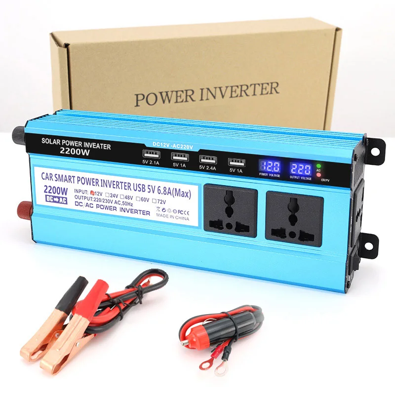 Factory hotsale popular power inverter 2200W with input 12V 24V to output 220VAC inverter for home and outdoor